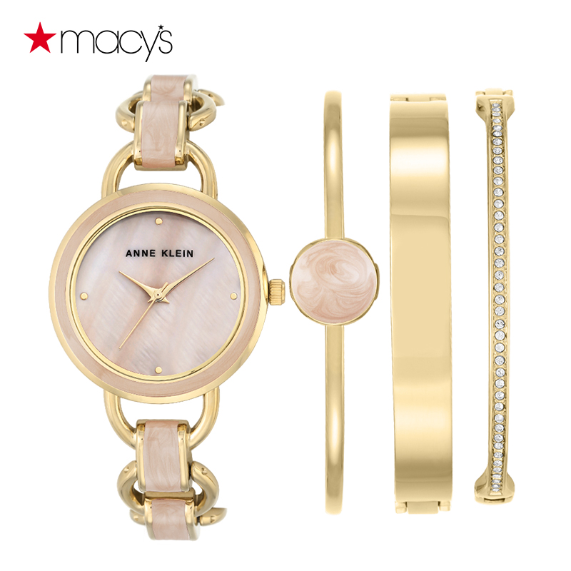 Macy's女士欧美镶钻手镯时装表 石英表四件套Anne Klein161001592-tmall.hk天猫国际产品展示图4