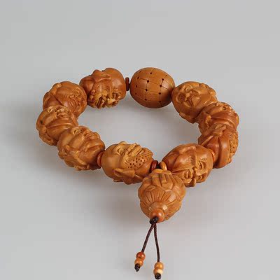 苏州核雕名家陈小琴作品双面罗汉手串8001