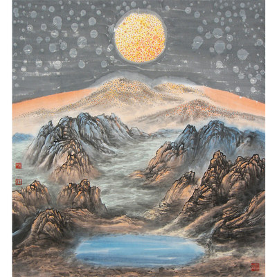 吴卡平 《静观宇宙系列之地球3015》 纸本国画