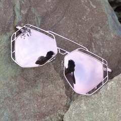 2016新款太阳镜不规则金属架镂空款偏光镜女个性潮男切边形眼镜