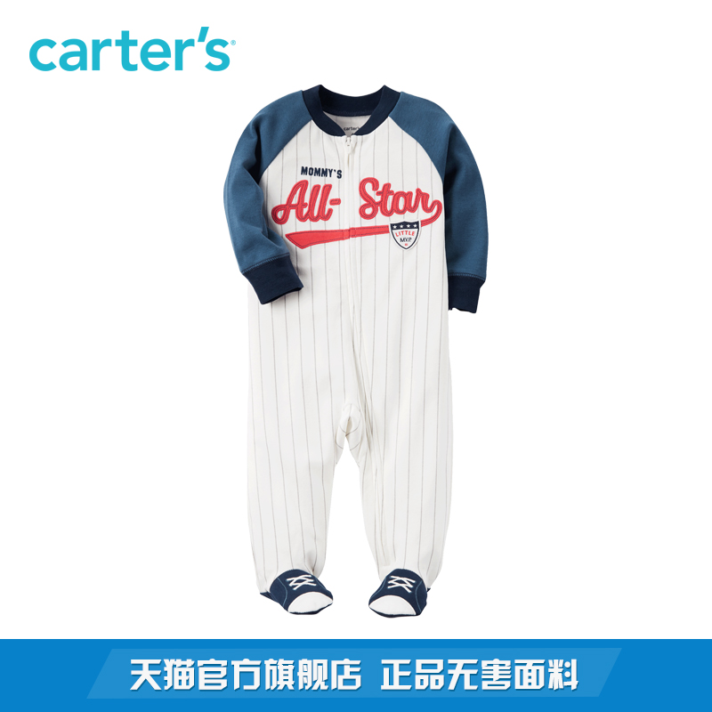 Carter's1件式长袖包脚连体衣棒球服爬服全棉宝宝婴儿童装115G277产品展示图4