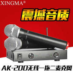 XINGMA AK-200 无线麦克风 一拖二家用K歌会议演讲专用无线话筒