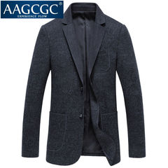 AAGCGC冬季新款毛呢西服外套男士修身长袖时尚纯色羊毛西装5167