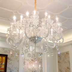 欧式水晶吊灯 现代简约客厅吊灯卧室灯餐厅灯饰 白色蜡烛水晶灯具