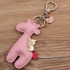 小熊骑长颈鹿 创意钥匙挂件 汽车钥匙扣 女士 韩国 可爱 钥匙链