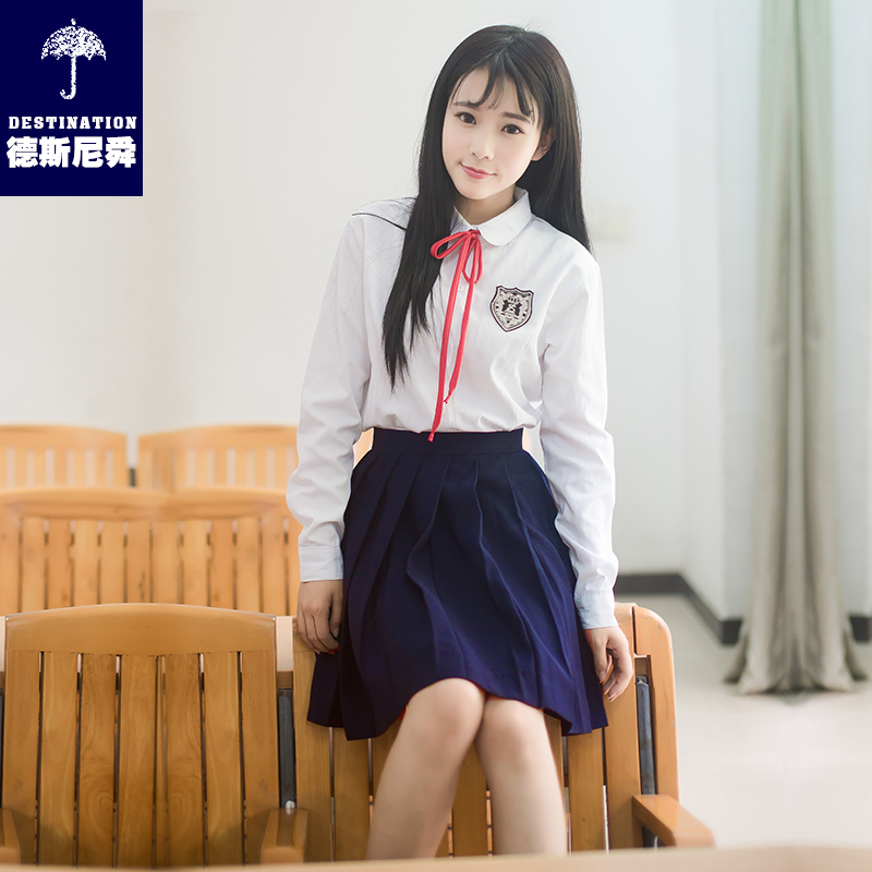 德斯尼舜日系丸襟圆领jk制服衬衫裙套装英伦高中班服夏季韩版校服产品展示图2