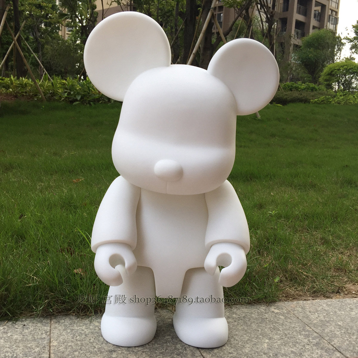 潮玩qee 大小耳积木熊 暴力熊 素体白模 公仔摆件模型diy涂鸦大号