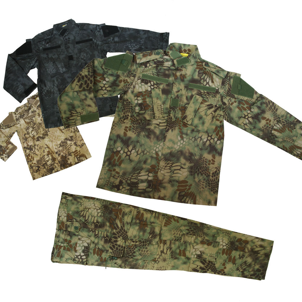 户外耐磨防刮沙色军绿色黑色蟒纹仿生迷彩服套装男