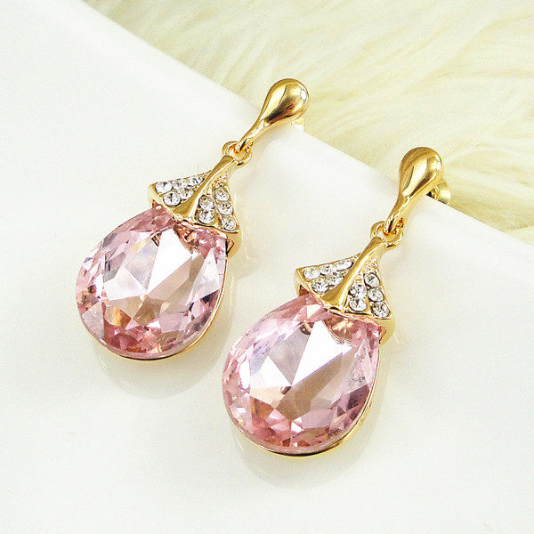 限时优惠2017年新品粉红色水晶耳环韩国时尚气质耳饰可爱公主耳坠