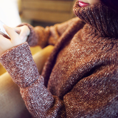 彩雪兰高低领加厚中长款2015春季新款韩版女装套头毛衣针织衫