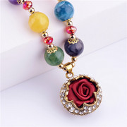 Love fashion rose flower retro long sweater chain necklace women fall/winter wild Korea jewelry free shipping
