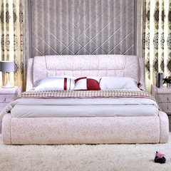潘峰简约 现代 皮床专柜正品婚床 1.8 米床皮的床真皮皮艺床双人