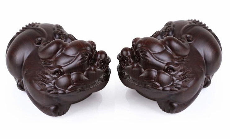 黑檀木雕招财貔貅摆件一对动物镇宅辟邪乔迁家居饰品工艺品摆件