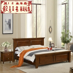 全实木美式床实木床 小美新古典家具婚床 1.8米1.5双人大床储物床