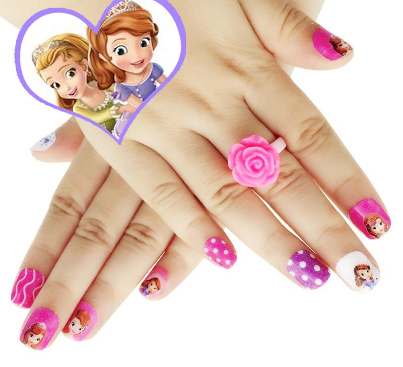 儿童卡通闪粉美甲贴纸全贴小孩3d指甲贴纸贴花片韩国环保防水持久