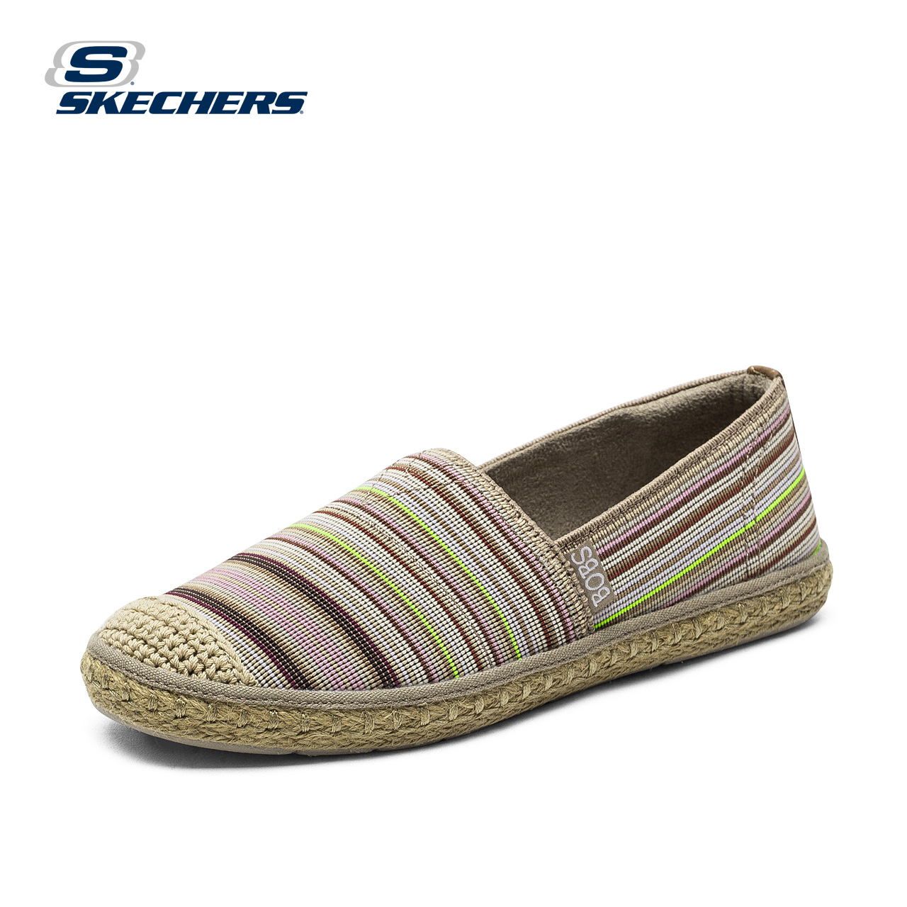 skechers斯凯奇一脚套休闲鞋 条纹帆布单鞋 时尚编织女鞋734253产品展示图2