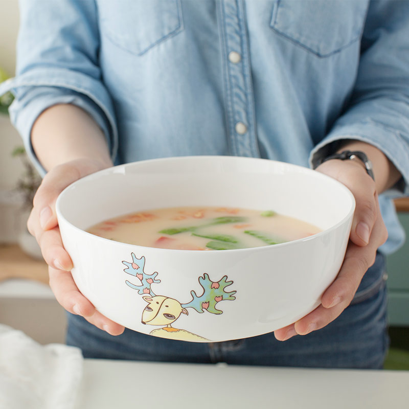 大号汤碗景德镇陶瓷器创意家用沙拉碗7.5寸拉面碗汤沙拉碗泡面碗产品展示图4