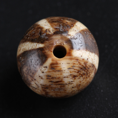 13mm 旁系老天珠 千年邦提克树化玉木化石天珠 单珠0500552