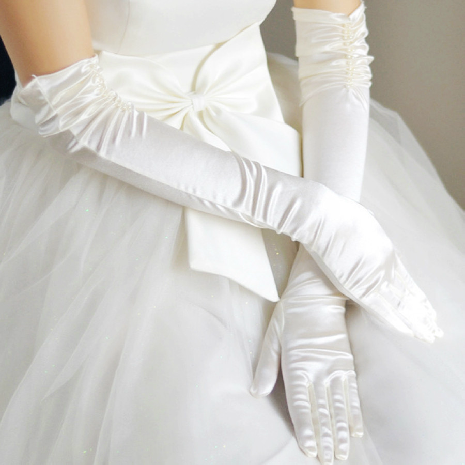 白色新娘手套婚纱礼服手套长款全指保暖结婚配件手套新娘冬季手套