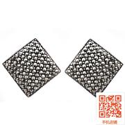 Thai silver mark 925 Silver earrings match the seven treasure tree stone earring female ear ring retro hypoallergenic square earrings jewelry