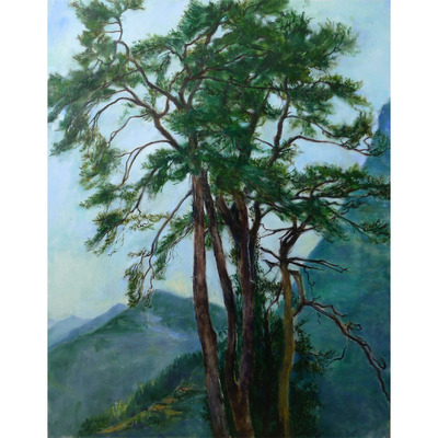 吴建青《三颗古松》油画 中国美院 雅昌拍卖纪录者