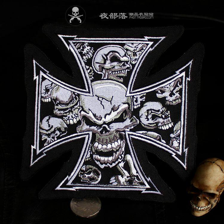 哈雷机车skullpunk刺绣布贴徽章绣标 diy马夹皮衣后背装饰