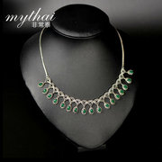 New limited edition Green Thai agate necklace high-end clavicle chain necklace 925 Silver ladies jewelry