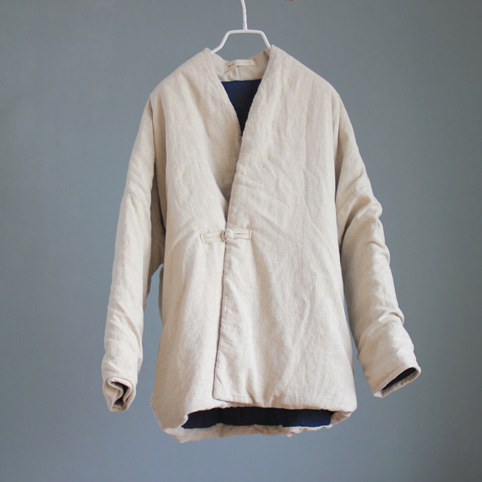 2020冬新款棉麻布衣中国风棉服盘扣宽松文艺加厚棉衣复古中式棉袄