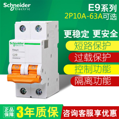 施耐德空气开关断路器E9系列真空单极2P10A~63A家用小型断路器