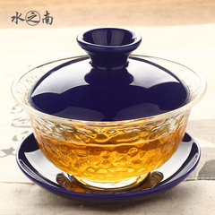 玻璃盖碗 手绘陶瓷三才碗泡茶杯大号泡茶器功夫茶具套装特价包邮