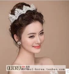 韩式手工新娘皇冠水钻蕾丝发饰品造型头花结婚头饰婚纱礼服首饰品
