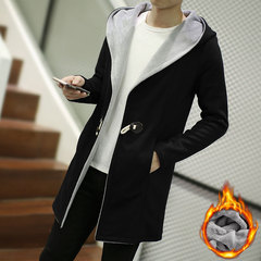冬季男士风衣韩版中长款加绒加厚外套保暖青少年学生披风潮