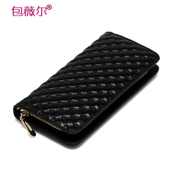 Bao Wei's fall 2015 new leather large zip around wallet rhombic Europe fashion hand Lady coin
