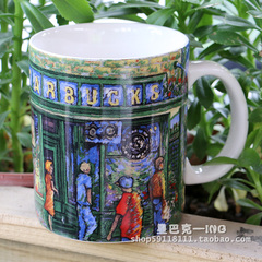 星巴克正品代购日本2010年手绘派克市场油画马克杯12oz