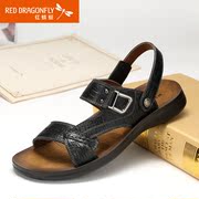 Red Dragonfly new genuine leather men Sandals 2015 summer casual slip breathable shoes comfortable men's shoes