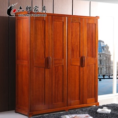 六郎海棠木家具全实木衣柜4门柜子简约现代新中式组装卧室大衣柜