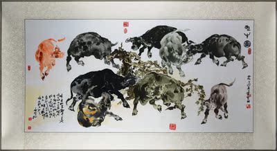 蜀绣单面绣 《九牛图》