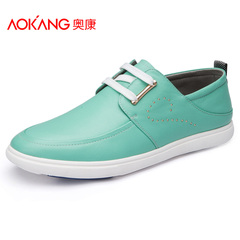 Aokang shoes 2015 spring new lace round head daily casual shoes light leather men's shoes