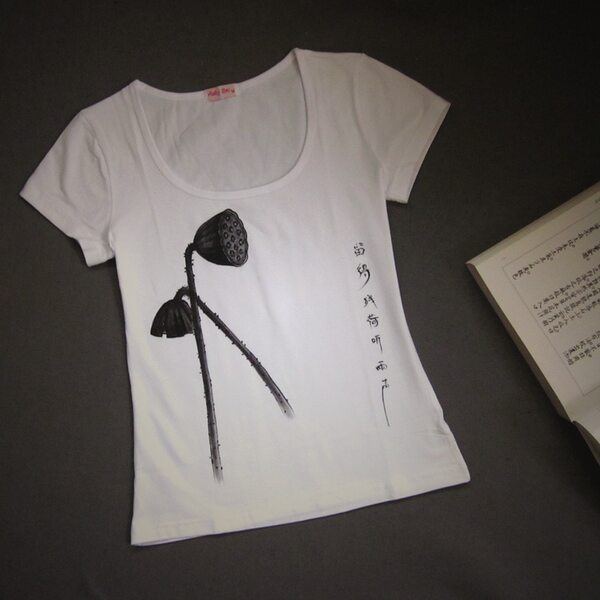 河南 郑州冬月雨声短袖手绘中国妖精风水t恤新品