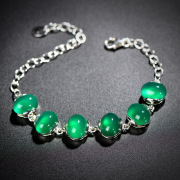 Thai natural green agate bracelet 925 Silver ladies Brazil imported Korean fashion retro noble