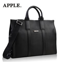 Apple苹果手提包男真皮斜挎包头层牛皮公文包横款单肩包大容量