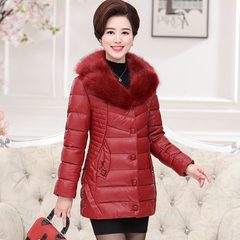 2016冬装新款韩版妈妈装大毛领单排扣加大码棉衣外套中长款棉服女