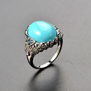 Very Thai turquoise fashion gemstone ring 925 Silver woman European wind atmospheric noble Lord of the variety optional