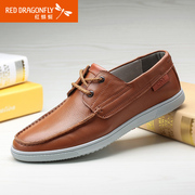 Red Dragonfly leather men's shoes, spring 2015 new authentic leisure the first layer of soft leather men's shoes