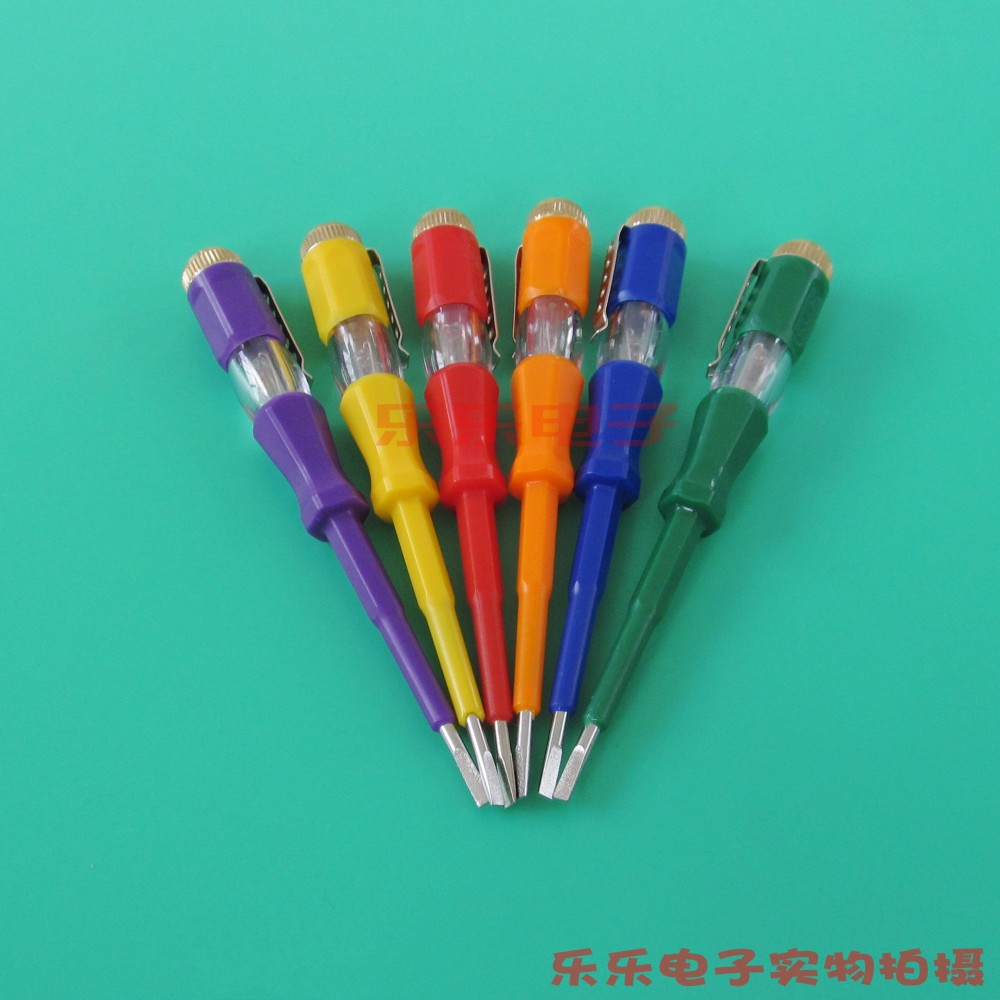 精致多彩黄铜帽家用电工一字验电笔