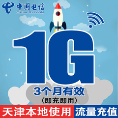 天津电信流量充值卡 本地1G90天3G4G流量可叠加手机上网加油包