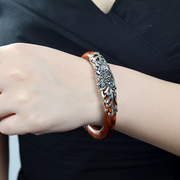 Tai Tan bracelet s925 silver red retro fashion, Japan and South Korea carved Lady bracelet