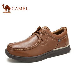 Camel 骆驼男鞋 舒适日常休闲男鞋 春季新款真皮系带耐磨鞋