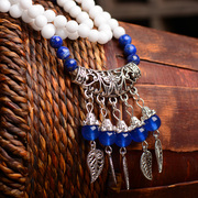 Spring and autumn new sweater chain-like white lapis lazuli with natural lapis lazuli blue agate wind necklace