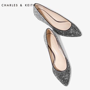 chanel漸變複刻 CHARLES KEITH平底鞋 CK1-70580090 漸變亮片尖頭單鞋休閑女鞋 chanel漸變包